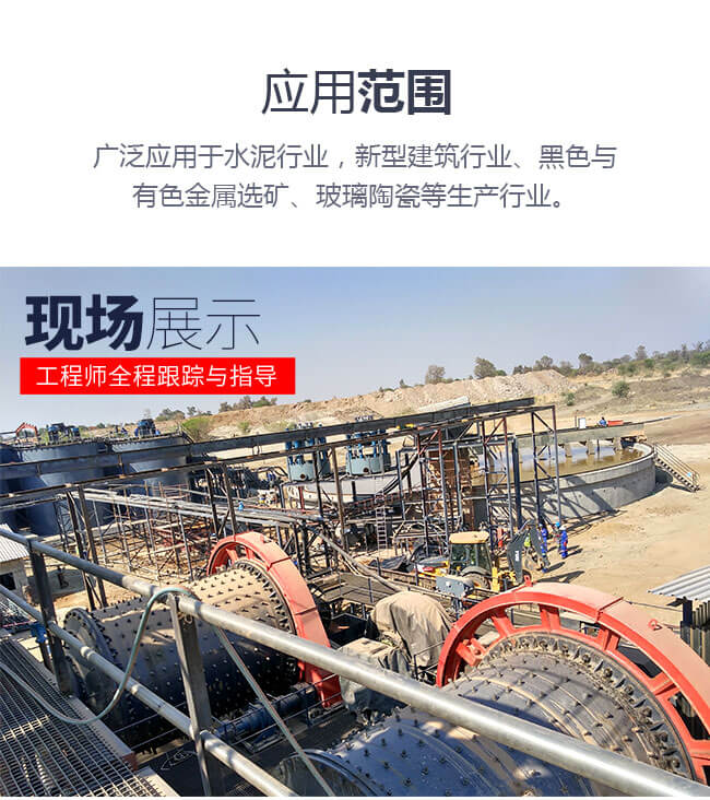大型球磨機(jī)現(xiàn)場及應(yīng)用領(lǐng)域說明